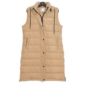 Zyia Puffer Vest St Anton Quilted Minimalist Outdoor Gorpcore Long Brown Large